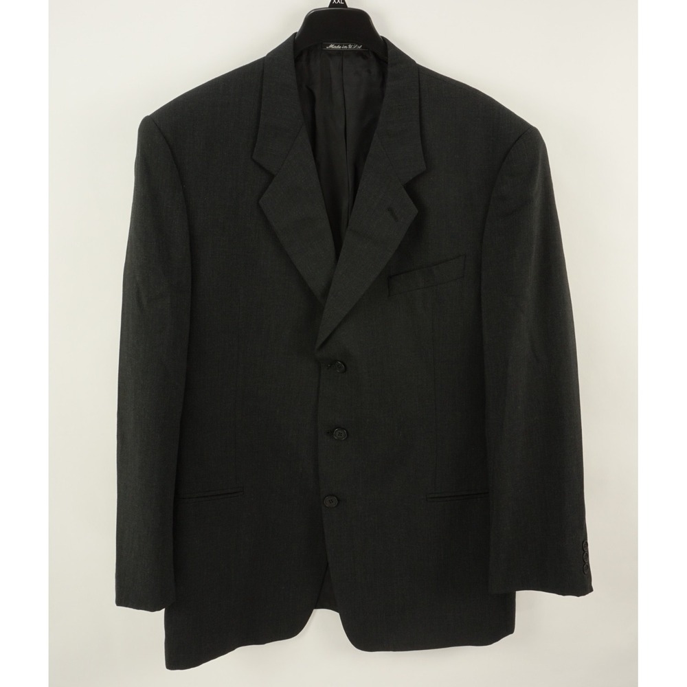 Vintage Giorgio Armani Men's 44L Charcoal Gray Woven Wool‎ 3 Button Notch Blazer